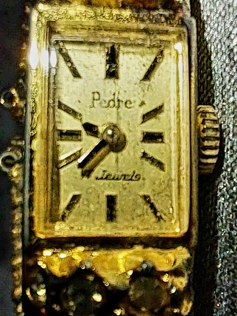 *Vintage*Pedre Gold-Tone/Embedded Crystal  Ladies' Watch -
